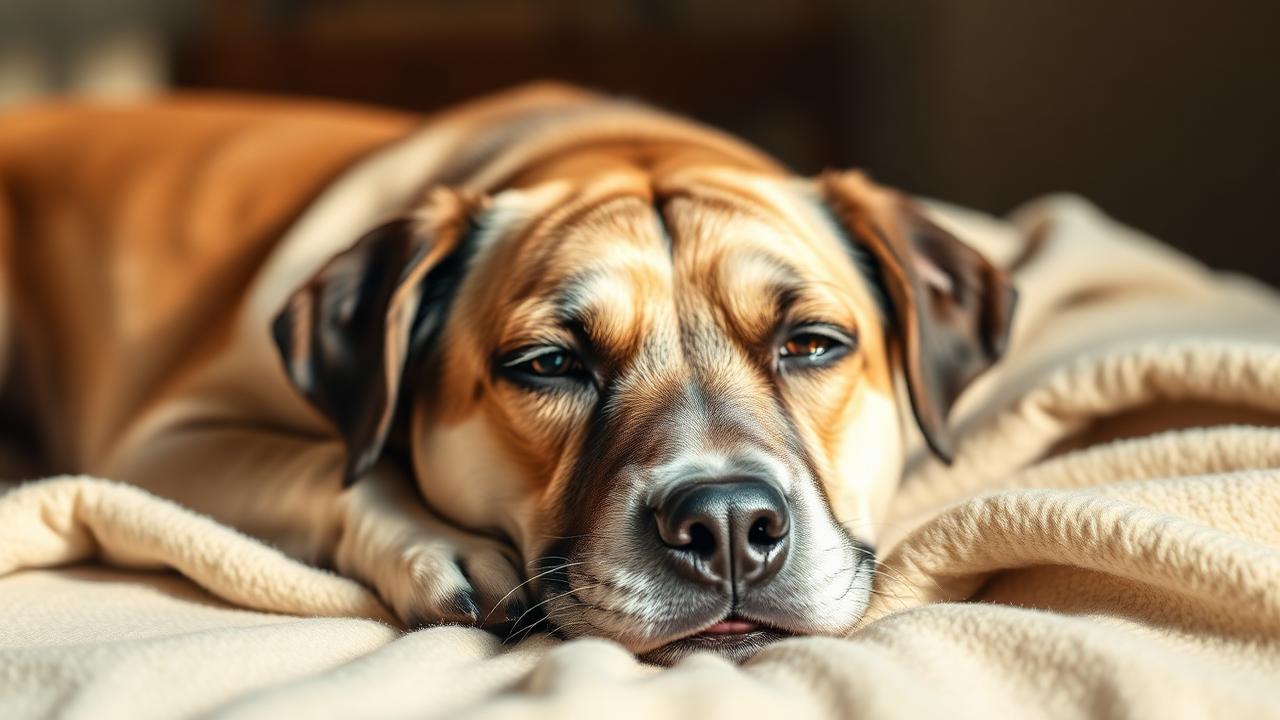 Animal âgé au repos, symbole d'une alimentation adaptée aux seniors